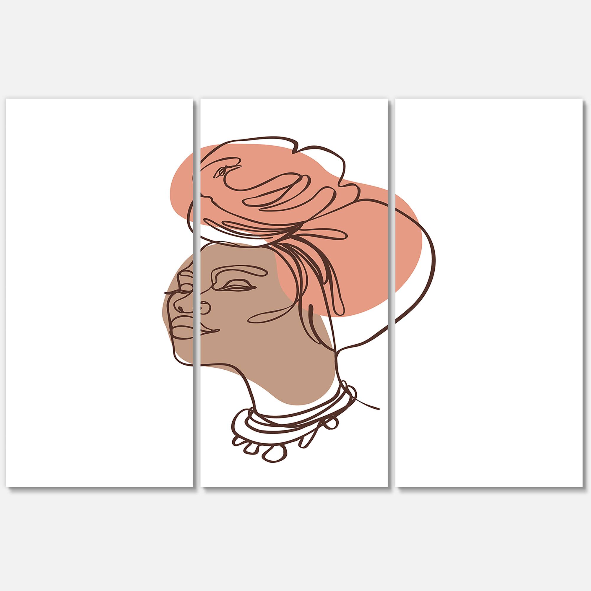Designart - One Line Portrait of African American Woman IV